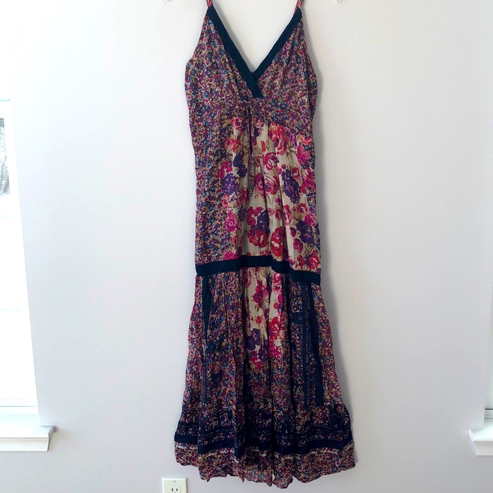 Bhag’s Boho lines maxi dress navy, purple, pink